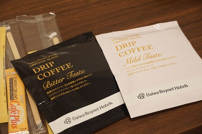 ダイワロイネットホテル仙台一番町　フロントでもらえるドリップコーヒー