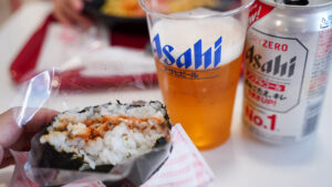 めんたいパーク群馬 ジャンボおにぎり うなぎ明太とノンアルコールビール