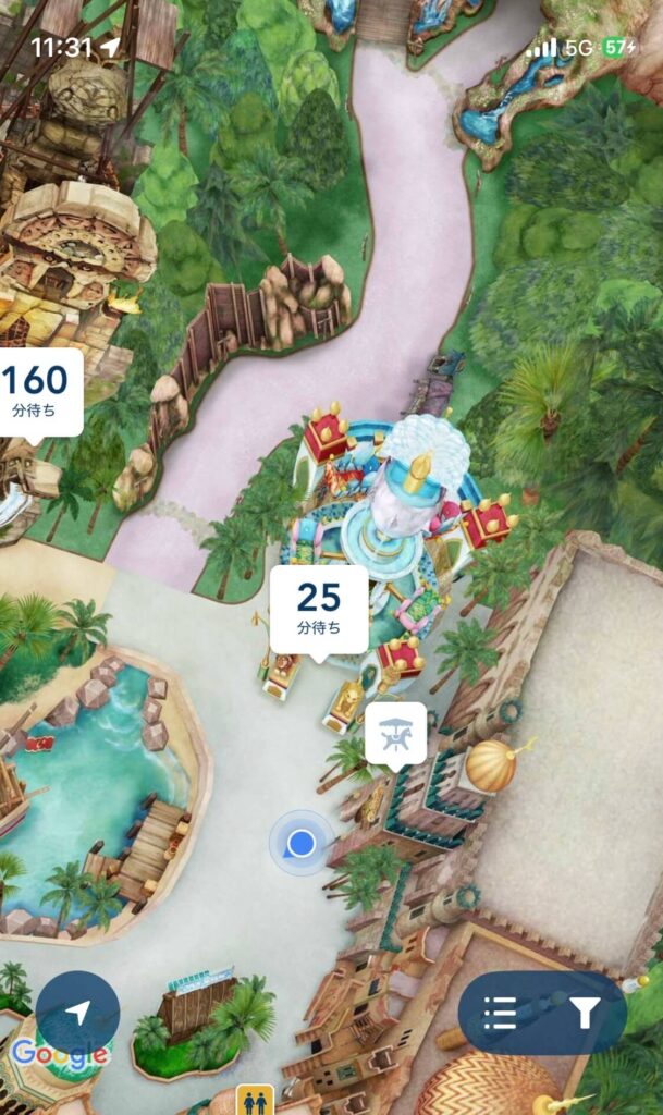 ジャスミンのフライングカーペット待ち時間