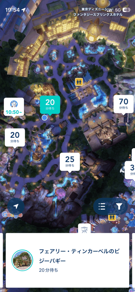 フェアリー・ティンカーベルのビジーバギー待ち時間